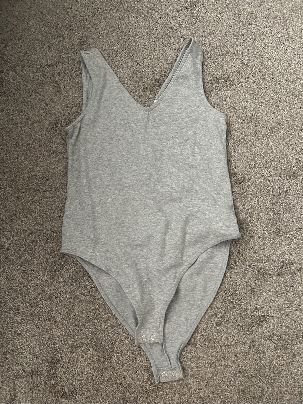 GAP Gray V-Neck Sleeveless Bodysuit